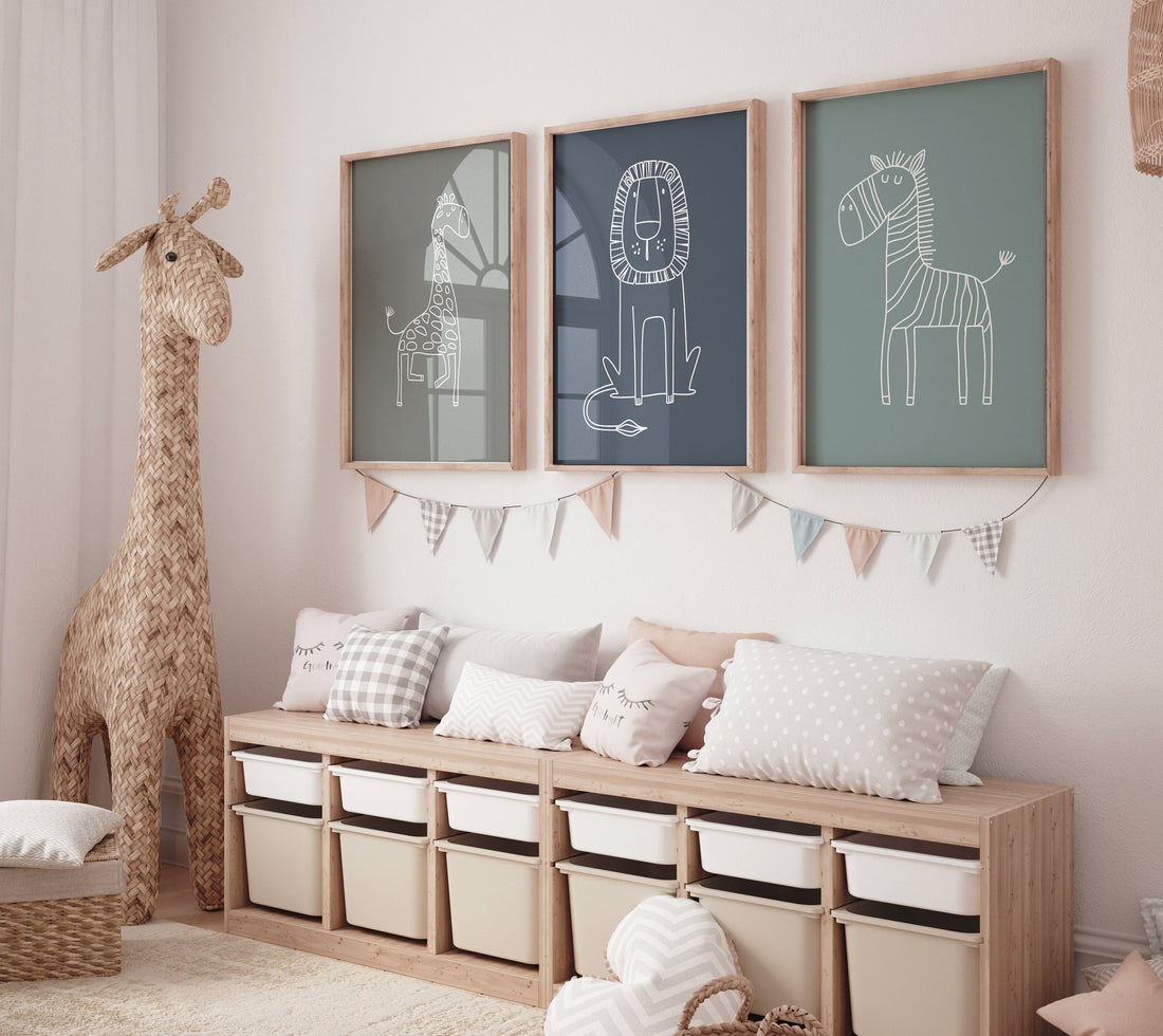 Safari Nursery Wall Prints, Boho Nursery Prints, jungle animals, Sage Green Nursery Art, animal Nursery Decor, animal prints