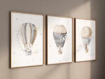 Nursery decor neutral, hot air balloon, gender neutral, grey nursery, baby room decor, beige nursery, neutral colors, travel themed nursery