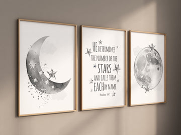 Moon nursery, Gray nursery decor, moon print, grey nursery art, neutral nursery, baby room wall art, gender neutral nursery ideas
