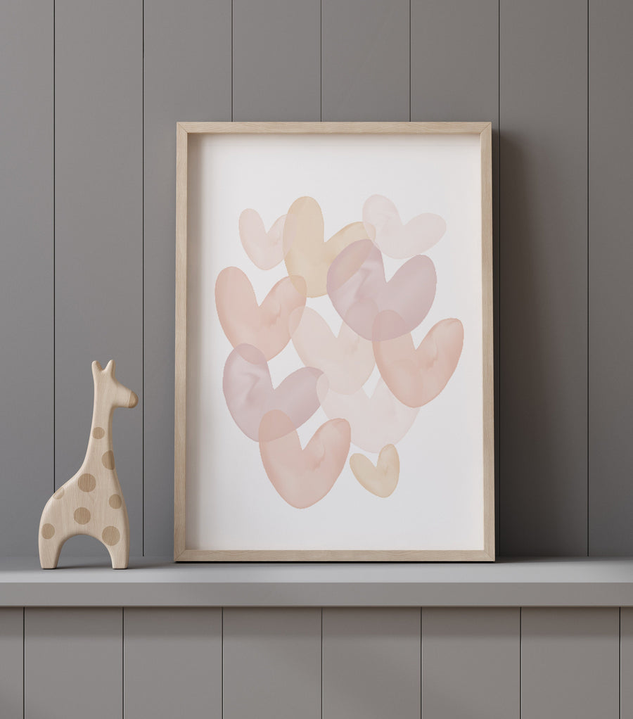 Heart print, Girl nursery decor, Girl bedroom art, blush nursery, girls room decor, blush nursery, baby girl print, blush pink, heart art