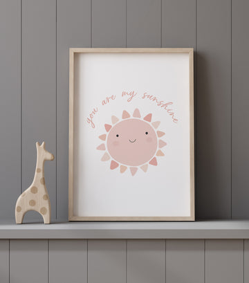 You are my sunshine print, Girl nursery decor,  blush nursery, sun print, Girl bedroom art, blush nursery, girls room decor, sunshine print