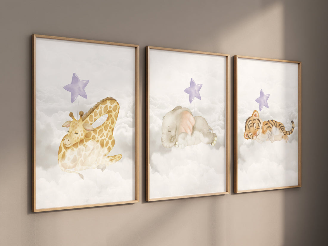 Woodland Animals, Sleeping on Clouds, Woodland Nursery Decor, purple nursery, baby girl nursery, lavender nursery, lilac nursery
