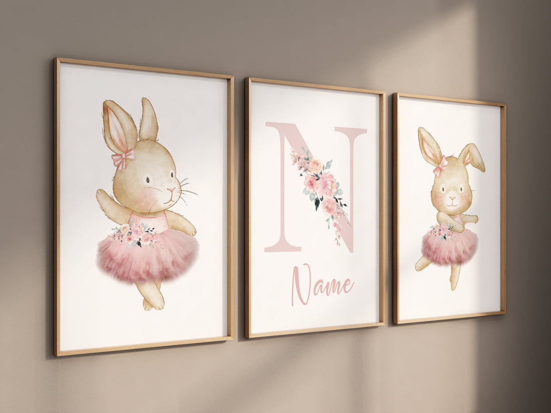 Ballerina animals, bunny nursery, baby room decor girl, nursery prints girl, ballet prints, ballet animals, ballerina rabbits, bunny print