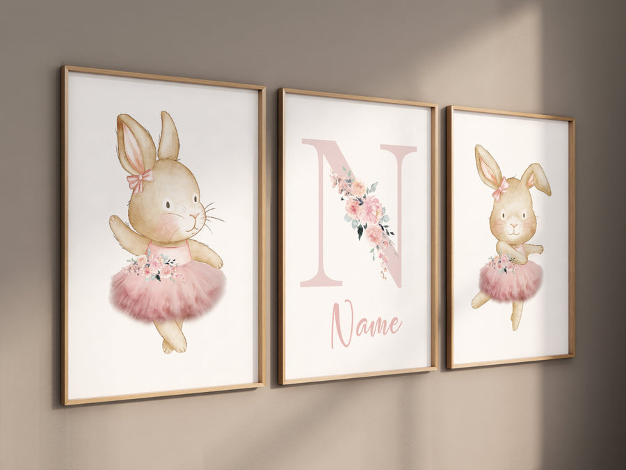 Ballerina animals, bunny nursery, baby room decor girl, nursery prints girl, ballet prints, ballet animals, ballerina rabbits, bunny print