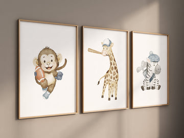 Sports nursery decor, Baby Animals Sport, Baby boy sports nursery, Safari nursery, baseball, football, golf nursery, animal sports