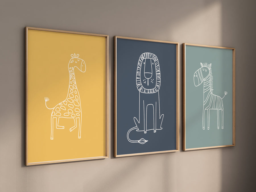 Safari Nursery Wall Prints, Boho Nursery Prints, jungle animals, Sage Green Nursery Art, animal Nursery Decor, animal prints