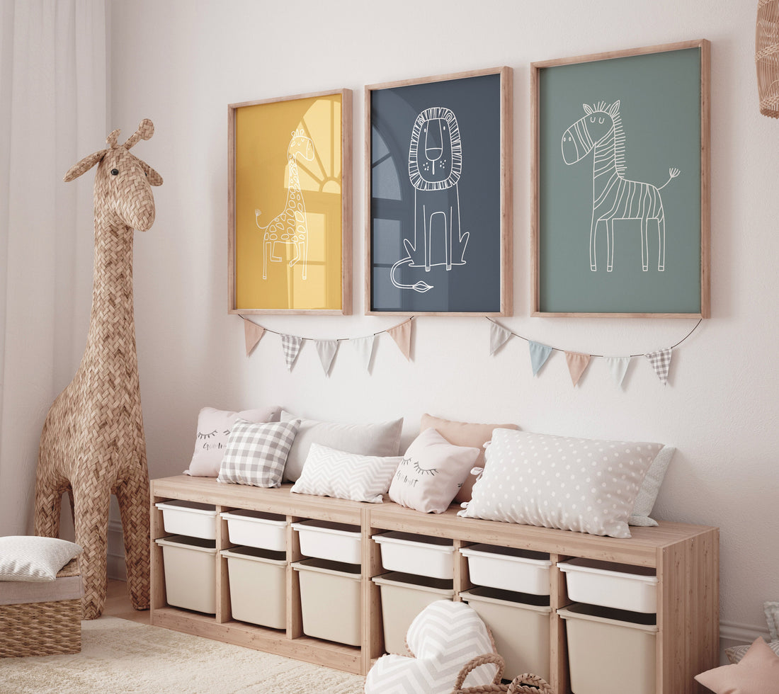 Safari Nursery Wall Prints, Boho Nursery Prints, jungle animals, Sage Green Nursery Art, animal Nursery Decor, animal prints