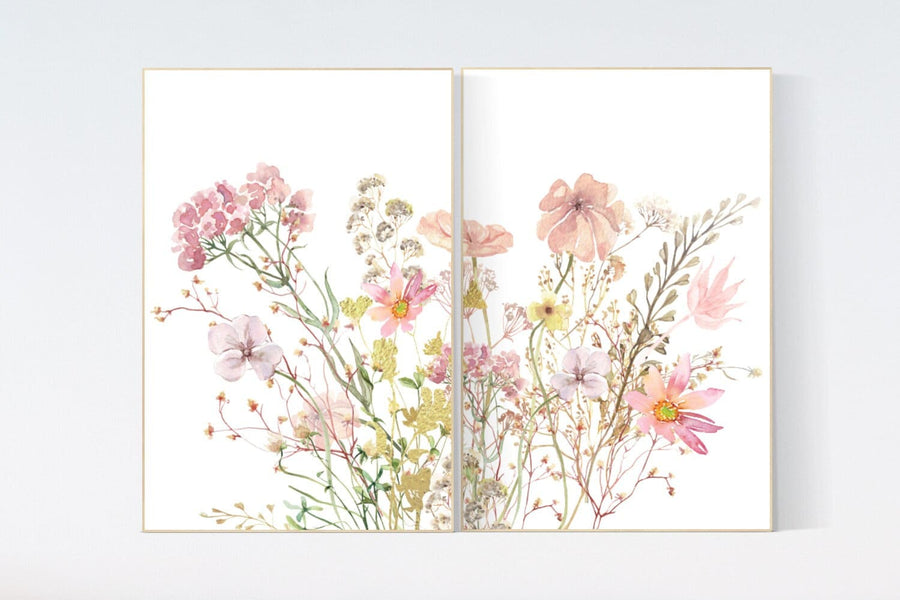 Boho Nursery wall art, Wildflower Nursery Decor, Floral Nursery, Girl ...