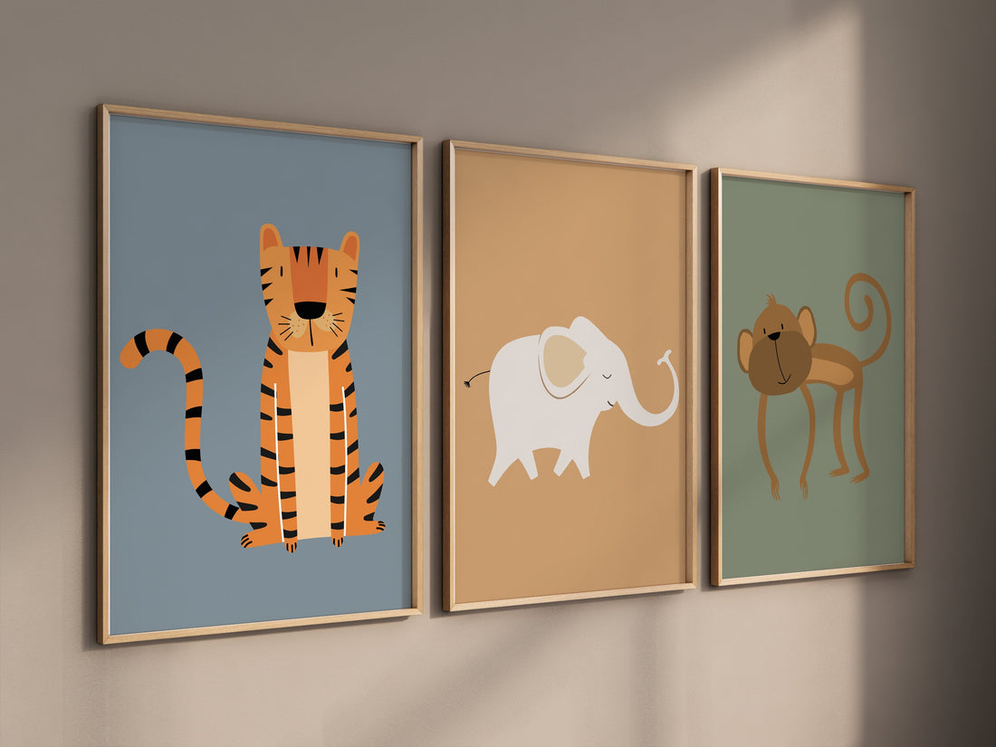 Safari Nursery Wall Prints, Boho Nursery Prints, jungle animals, Sage Green Nursery Art, animal Nursery Decor, animal prints