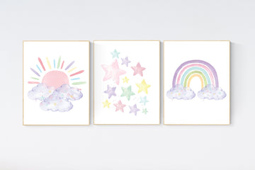 Nursery prints rainbow, girl nursery, pastel nursery, Nursery decor girl, nursery wall art, rainbow print, flower nursery, boho prints