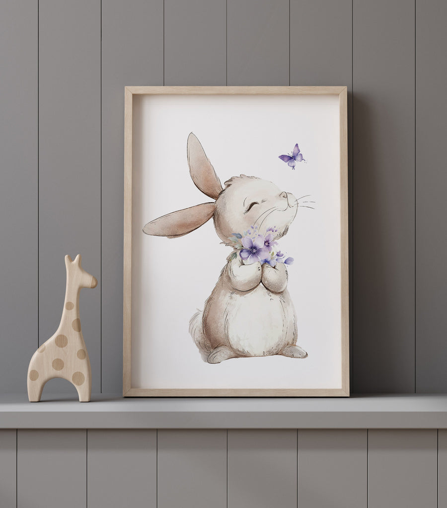 Bunny nursery, purple nursery, lilac nursery, girl nursery, Girl bedroom art,  girls room decor, rabbit nursery, bunny print, lavender