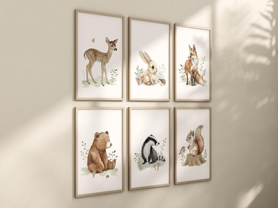 Woodland Animal Prints, animal prints, gender neutral, Wall Art, Forest Animal, Woodland Animal Prints, safari animals