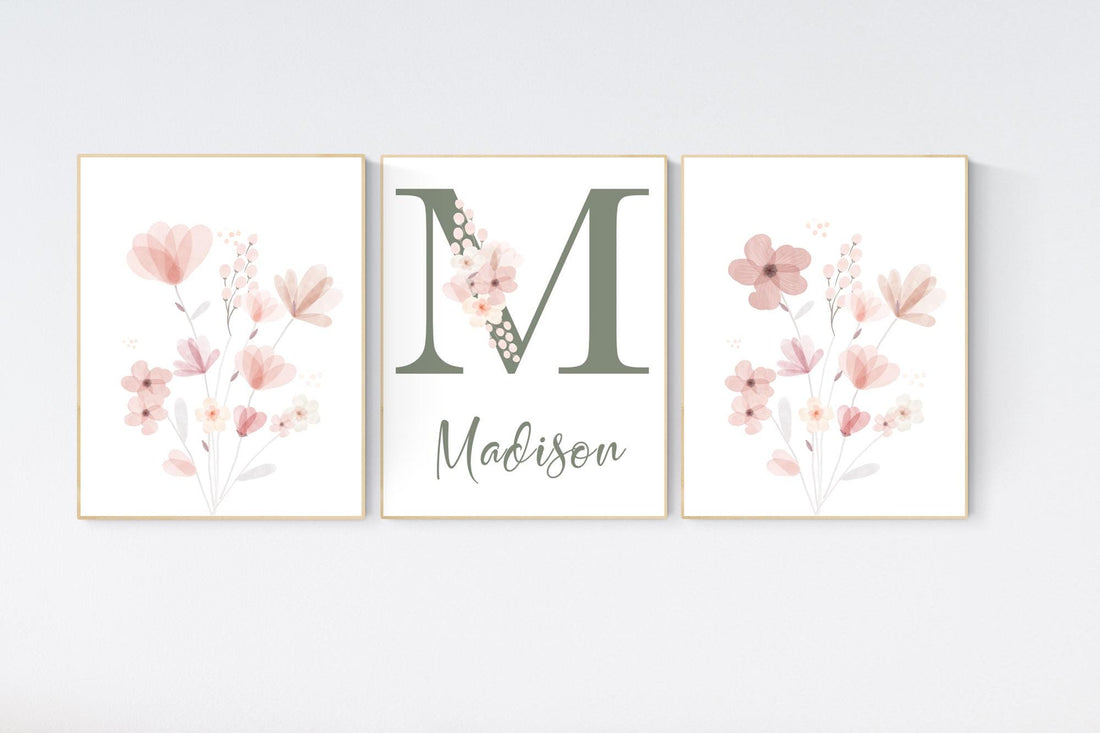 Boho Botanical Prints, girl nursery decor, Wildflower Nursery, floral nursery, blush pink, Wild Flowers, Flower Nursery, blush nursery