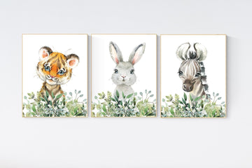 Jungle Animals, Safari Animal Nursery Prints, safari animals, safari nursery, Greenery, gender neutral nursery, Boy Nursery Wall Art