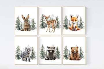 Woodland Animal Prints, animal prints, gender neutral, Wall Art, Forest Animal, Woodland Animal Prints, safari animals