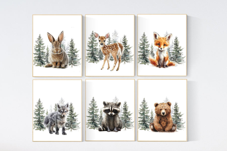 Woodland Animal Prints, animal prints, gender neutral, Wall Art, Forest Animal, Woodland Animal Prints, safari animals