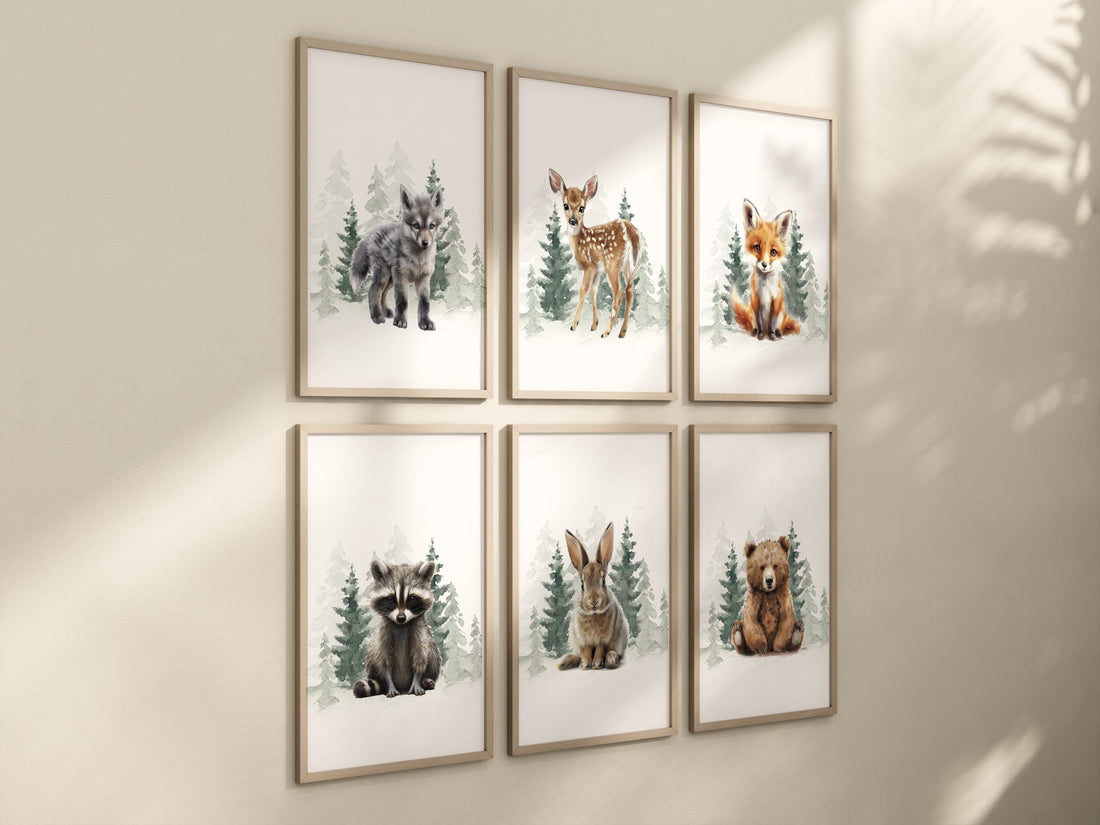 Woodland Animal Prints, animal prints, gender neutral, Wall Art, Forest Animal, Woodland Animal Prints, safari animals