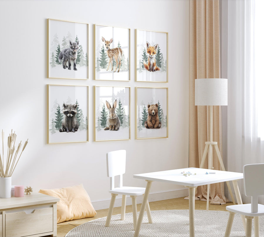 Woodland Animal Prints, animal prints, gender neutral, Wall Art, Forest Animal, Woodland Animal Prints, safari animals