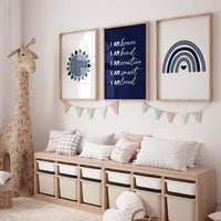 Nursery decor boy Boho, rainbow nursery, navy nursery, boys room decor, Navy blue nursery, I am brave, heart print, boy nursery print