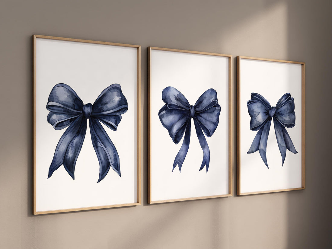 Bow print wall art, Bow nursery print, navy Blue Bow nursery wall art, bow nursery art, bow nursery decor, bow print wall art, navy nursery