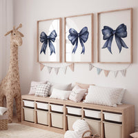 Bow print wall art, Bow nursery print, navy Blue Bow nursery wall art, bow nursery art, bow nursery decor, bow print wall art, navy nursery