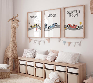 Race car wall art, personalized nursery, Race car boy room decor, Racing car nursery, car nursery, Boys bedroom decor, playroom decor