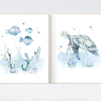 Ocean nursery decor, Nautical nursery print set, under the sea nursery, gender neutral nursery, ocean, nautical, Under the sea wall art
