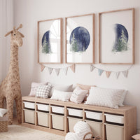 Moon nursery decor, moon print, navy blue nursery, sage nursery, full moon print, gender neutral, woodland nursery, moon nursery