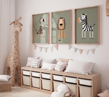 Safari Nursery Wall Prints, Boho Nursery Prints, jungle animals, Sage Green Nursery Art, animal Nursery Decor, animal prints