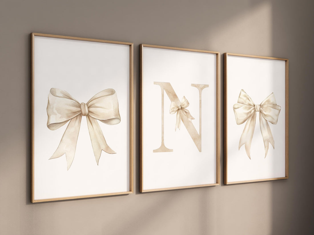 Bow print wall art, Beige Bow Print, Bow nursery print, Bow nursery wall art, bow nursery art, bow nursery decor, cream bow print, teen room