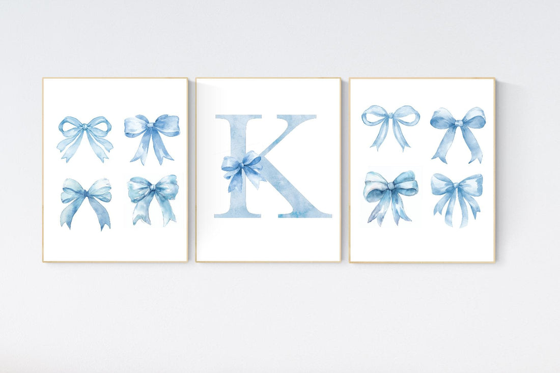Bow print wall art, Bow nursery print, Blue Bow nursery wall art, bow nursery art, bow nursery decor, bow print wall art blue