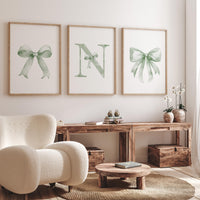 Bow print wall art, Bow nursery print, sage green nursery wall art, bow nursery art, bow nursery decor, bow print wall art green