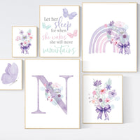 Nursery decor girl wildflower, butterfly nursery, floral nursery, nursery decor girl butterflies, flower nursery, bow print, rainbow nursery