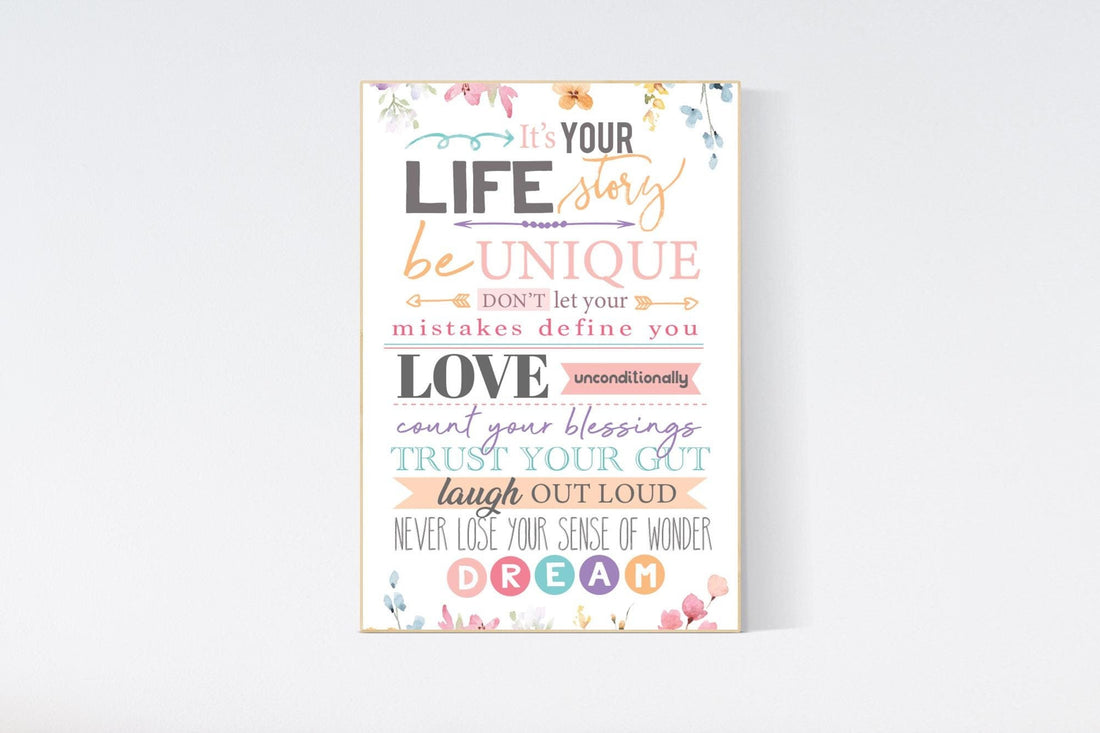 Girl wall art, Girl bedroom art, quote print, it&