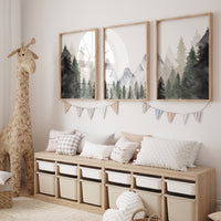 Sage Green Mountain Nursery Print: Adventure Theme Wall Art