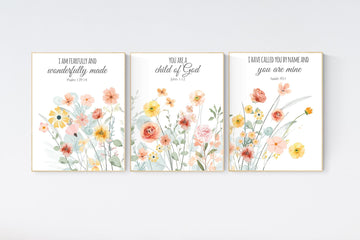 Boho Nursery wall art, Wildflower Nursery Decor, Floral Nursery, Girl Nursery Decor, vintage flower nursery, bible verse, christian wall art
