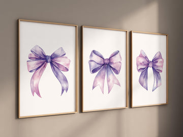 Bow print wall art, Bow nursery print, purple and pink Bow nursery wall art, bow nursery art, bow nursery, lilac nursery, purple pink
