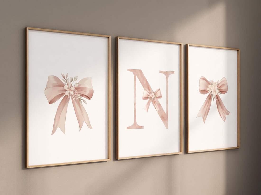 Bow print wall art, Bow nursery print, pink Bow nursery wall art, bow nursery art, bow nursery decor, bow print wall art pink, girl nursery