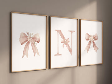 Bow print wall art, Bow nursery print, pink Bow nursery wall art, bow nursery art, bow nursery decor, bow print wall art pink, girl nursery