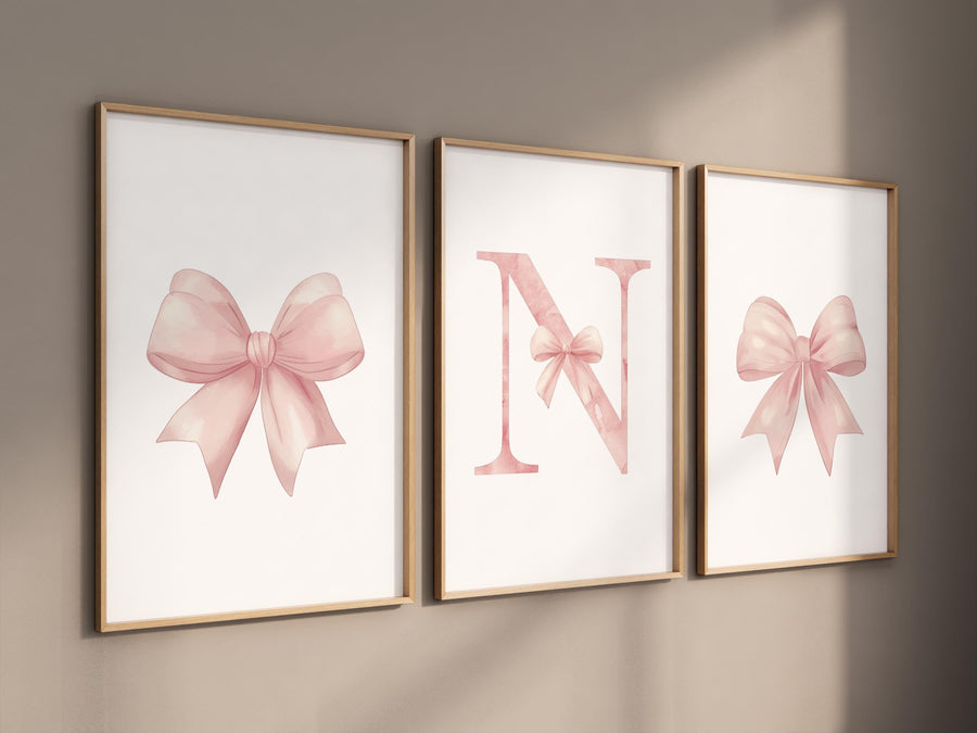 Bow print wall art, Bow nursery print, pink Bow nursery wall art, bow nursery art, bow nursery decor, bow print wall art pink, girl nursery