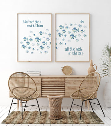 Under the sea wall art, Ocean nursery decor, Nautical nursery print set, under the sea nursery, gender neutral nursery, ocean, nautical