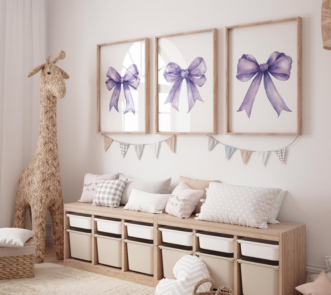 Bow print wall art, Bow nursery print, purple Bow nursery wall art, bow nursery art, bow nursery, lilac nursery, purple nursery, girls