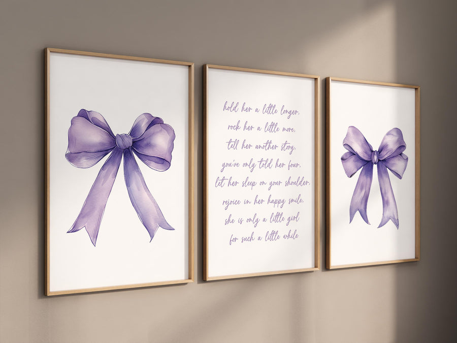 Bow print wall art, Bow nursery print, purple Bow nursery wall art, bow nursery art, bow nursery, lilac nursery, purple nursery, girls