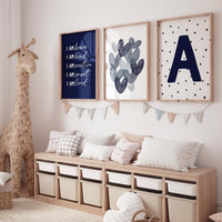 Nursery decor boy Boho, rainbow nursery, navy nursery, boys room decor, Navy blue nursery, I am brave, heart print, boy nursery print