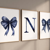 Bow print wall art, Bow nursery print, navy Blue Bow nursery wall art, bow nursery art, bow nursery decor, bow print wall art, navy nursery