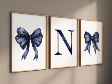 Bow print wall art, Bow nursery print, navy Blue Bow nursery wall art, bow nursery art, bow nursery decor, bow print wall art, navy nursery