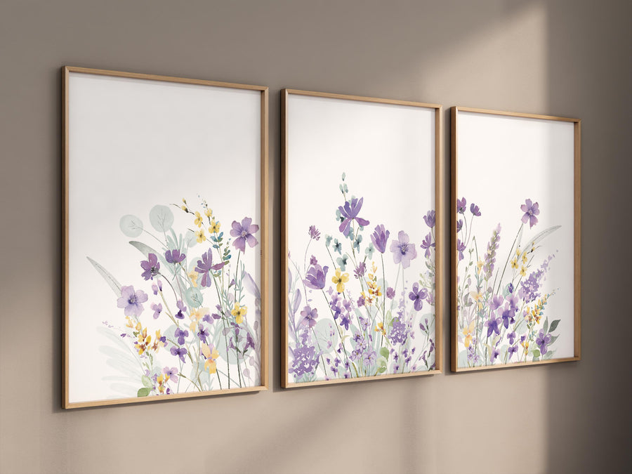 Purple flower nursery decor, wildflower nursery, girls room decor, Nursery decor girl, purple and yellow, lavender nursery, lilac nursery