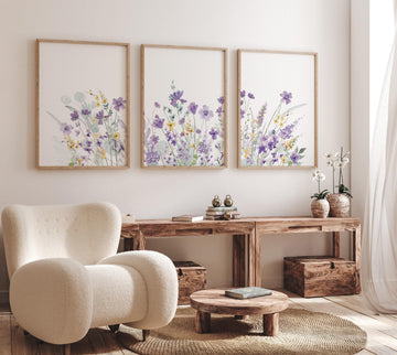 Purple flower nursery decor, wildflower nursery, girls room decor, Nursery decor girl, purple and yellow, lavender nursery, lilac nursery
