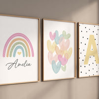 Nursery prints rainbow, girl nursery, pastel nursery, Nursery decor girl, nursery wall art, heart print, rainbow print, boho prints