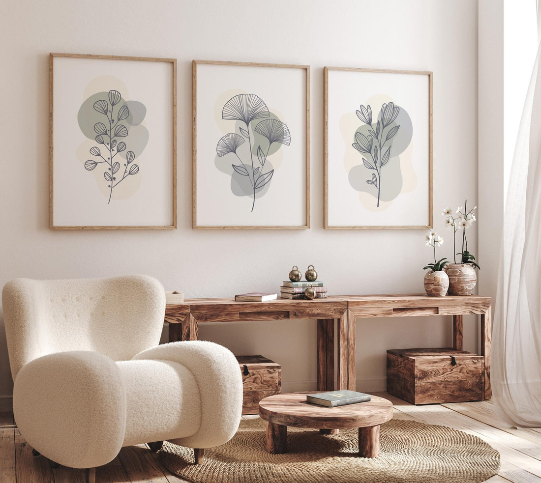 Boho Botanical Prints, sage wall decor, Wildflower Nursery, floral nursery, Wild Flowers, sage green, Botanical Print, home decor